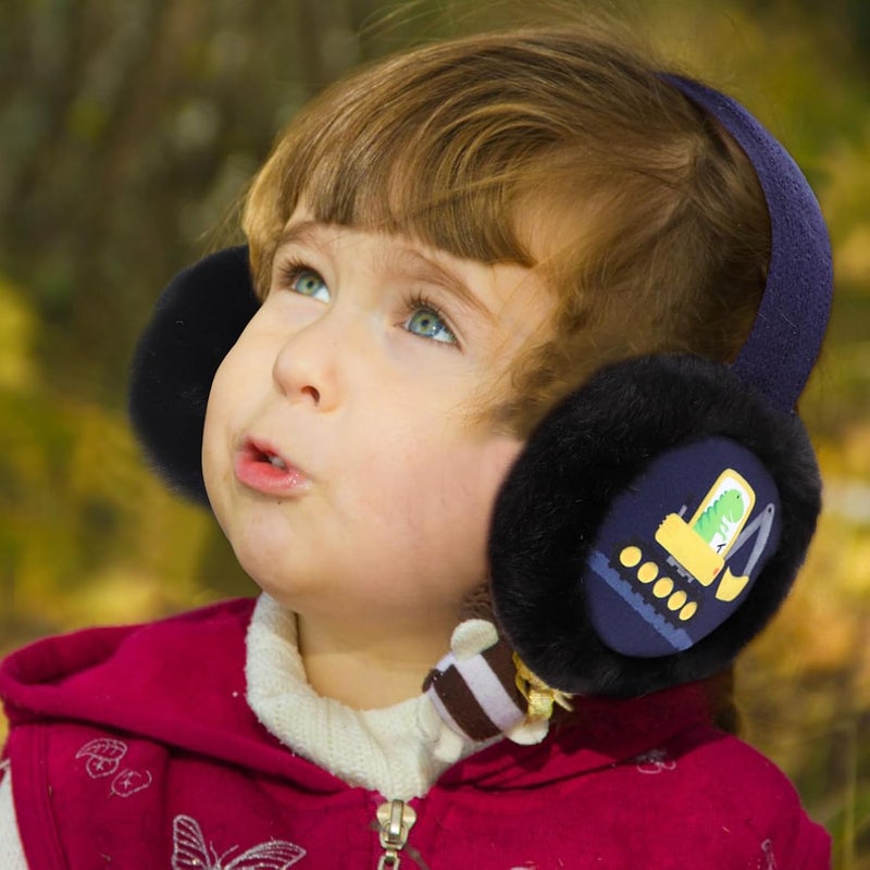 BUTITNOW Toddler Kids Knit Dinosaur Earmuffs Soft Plush Comfortable Winter Outdoor Ear Warmers for Boys Girls - Image 5